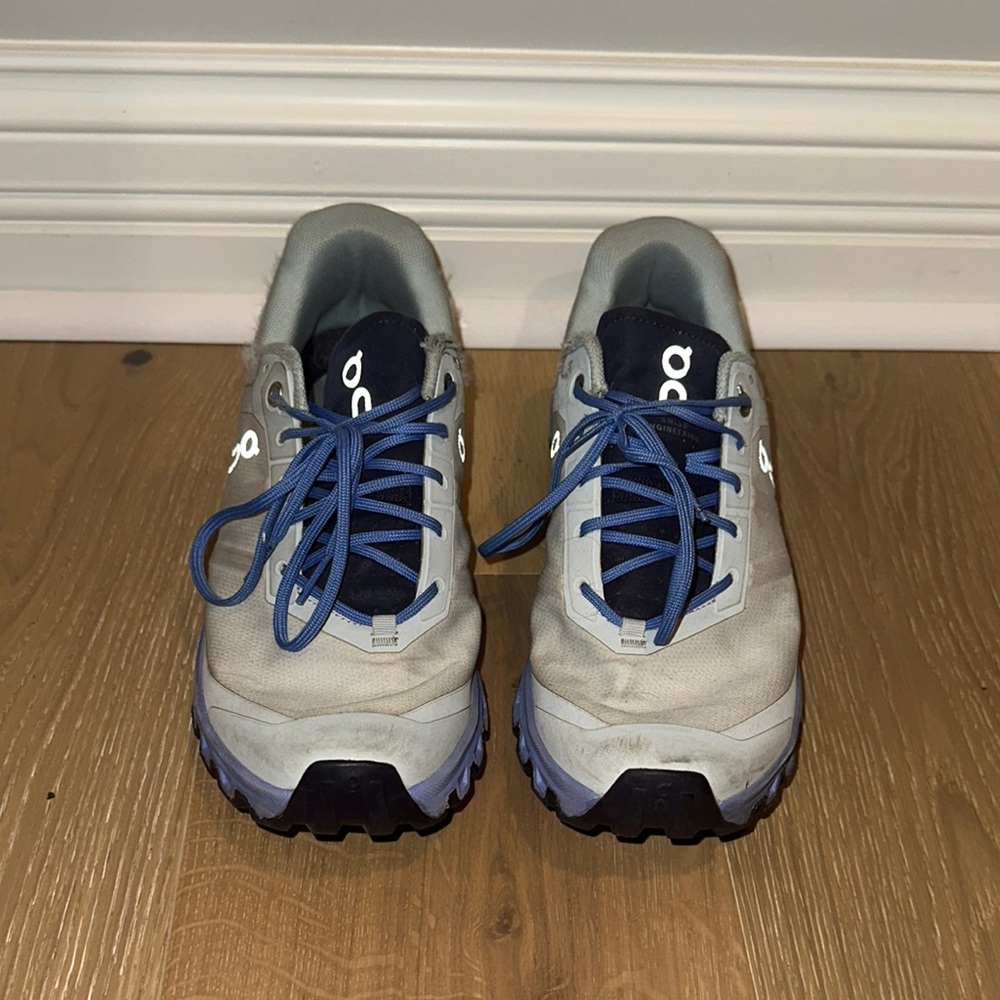 On Running Gray and Blue Sneakers